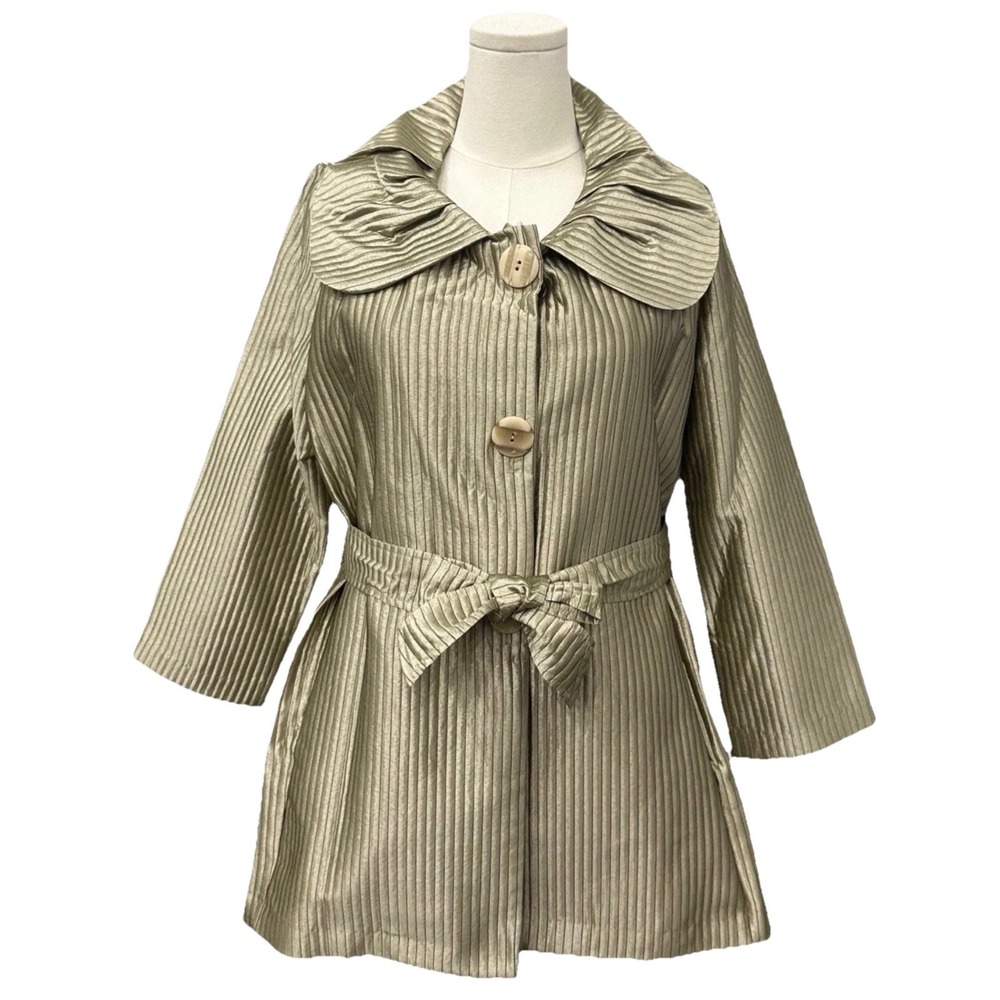 NWT 2X Silver Statement Jacket w/ Wide Pleated Collar 1950s Attire, Coat